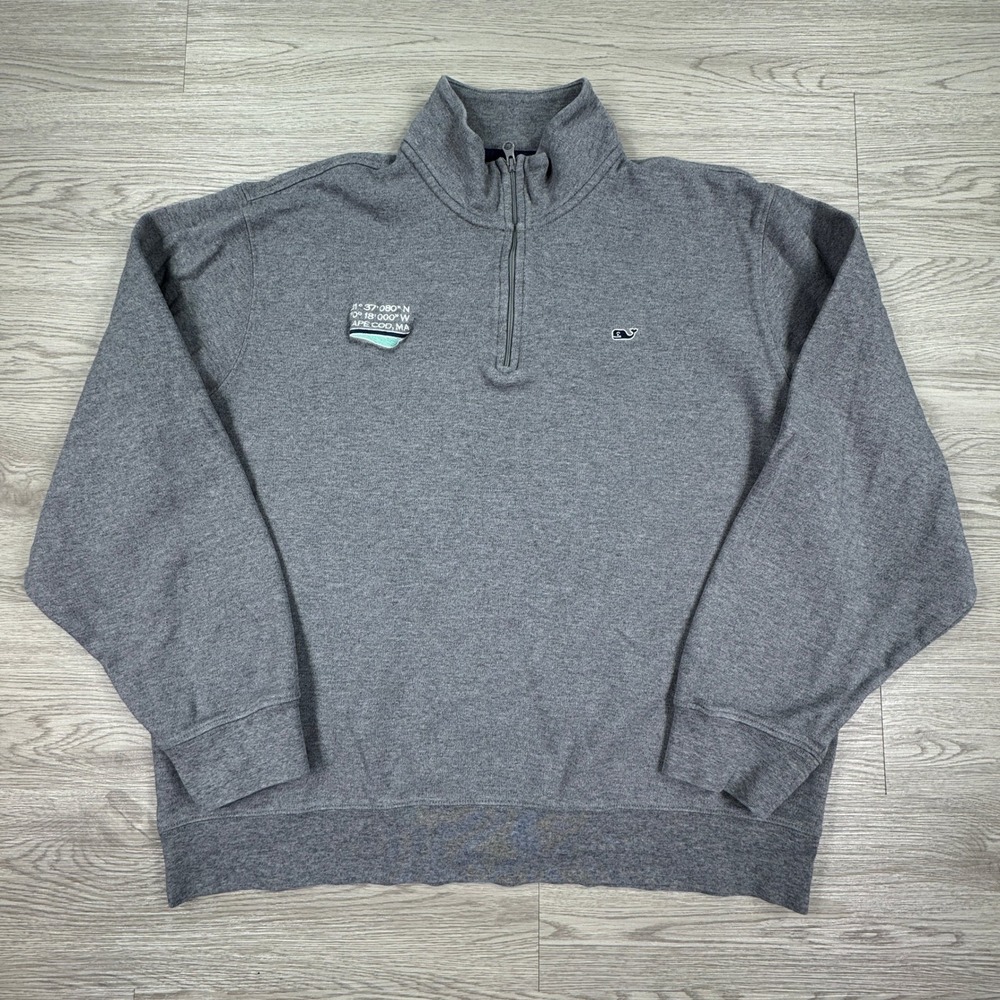 Vineyard Vines Mens Pullover Quarter Zip Gray‎ Large Cape Cod Pima Cotton